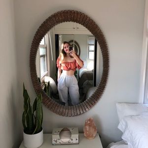 Coral puff sleeve top